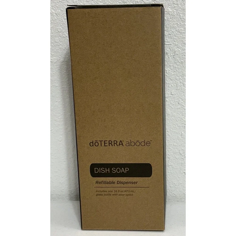 New doTERRA Abode 3-Piece Kitchen Set: Dish Soap Dispenser, Bubble Up, Wood Tray